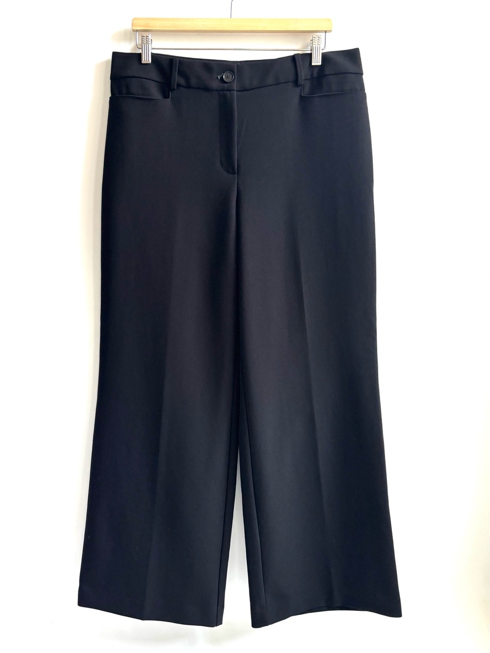 LOFT High-Waist Curvy Trouser Wide Leg Dress Pants Black Size 12